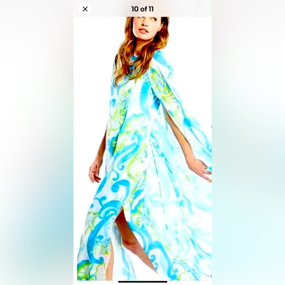 NWT🩵LILLY PULITZER 4 KINGSTON MAXI CAFTAN CRYSTAL COAST GRAIL FIND!!!🩵 - Picture 3 of 13